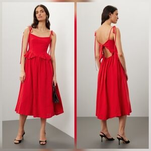 Eliza Faulkner Tessa Dress Linen Casual Dress Square Neck Size XS